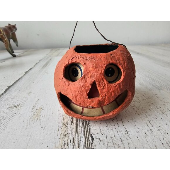 Vintage repro? Jack-o'-lantern pumpkin ornament mini Halloween decor - Picture 1 of 8